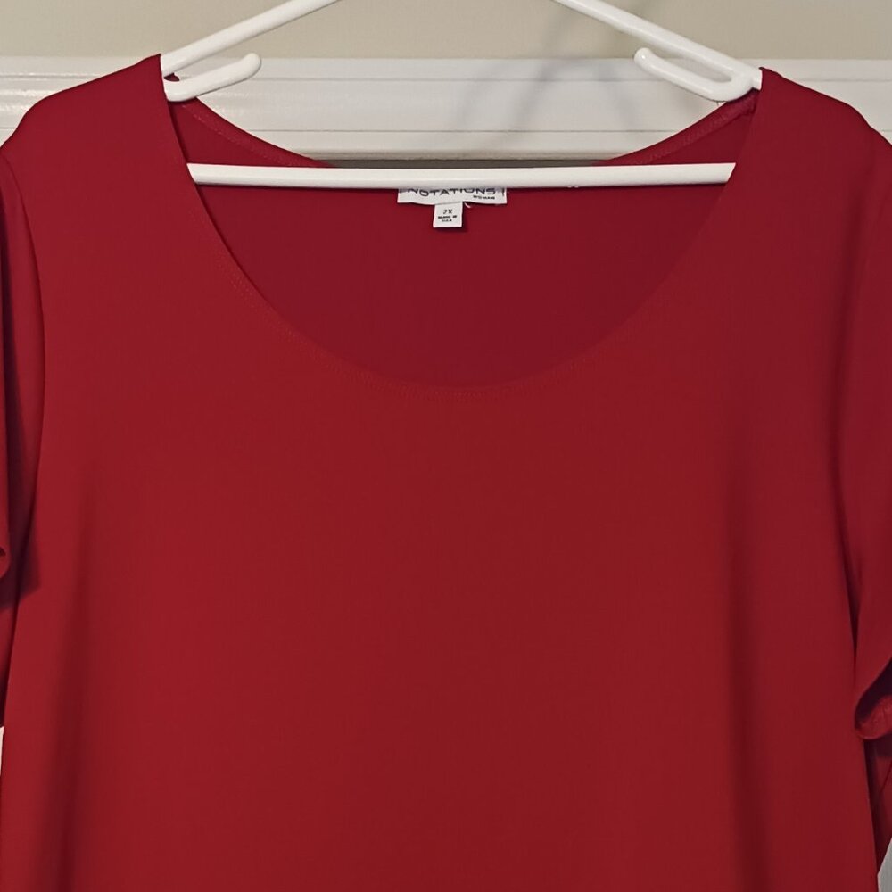 #43 3/$18 - Notations Red Short Sleeve Top Size 2X - Picture 3 of 5